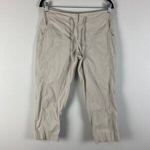 J Jill Cropped Pants Womens 6 Gray Drawstring Cotton Blend